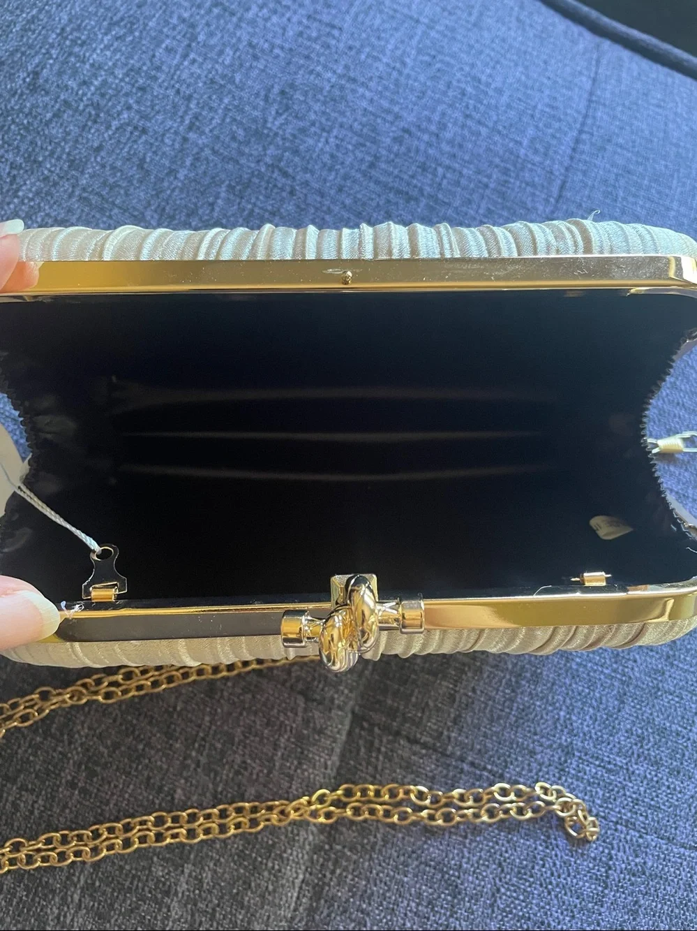 Cupshe - Spotlight Ribbed Metallic Champagne Clutch - NWT